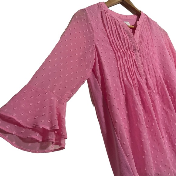 Charter Club Petite Double-Ruffle Textured Pintuck Top Pink - Picture 3 of 10